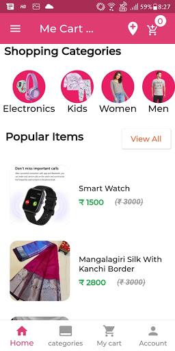 Android application Me Cart Online screenshort