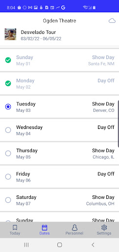 Daysheets Screen 3