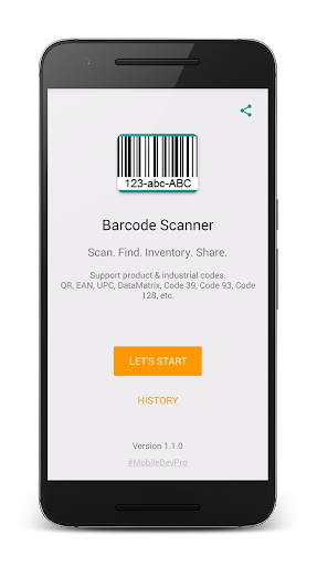 Android application QR Barcode Scanner. Inventory. screenshort