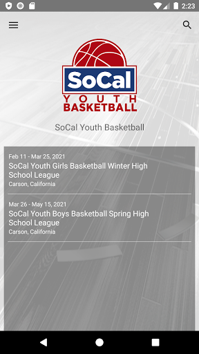 Android application SoCal Youth Basketball screenshort