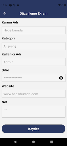 Parola Yöneticisi Screen 2