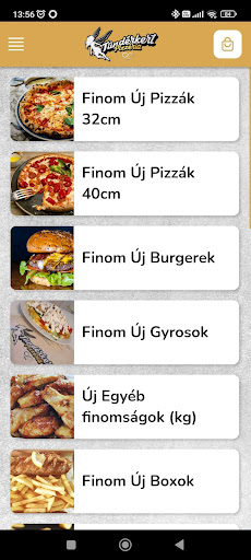 Android application Tündérkert Catering© screenshort