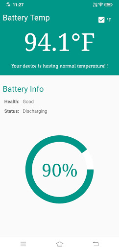 Android application Phone Temperature screenshort