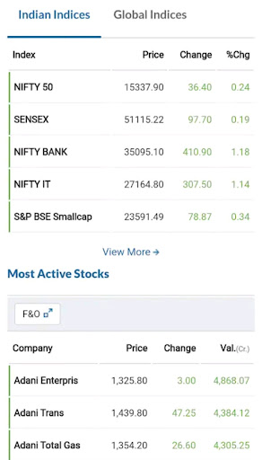 India Stock Market App Screen 3