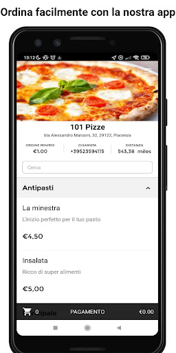 Android application 101 Pizze screenshort