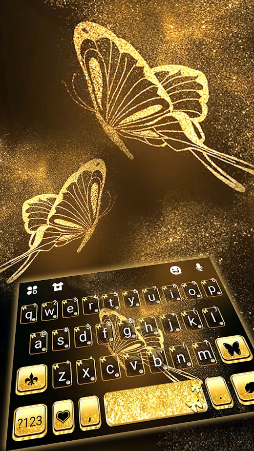 Android application Gold Butterfly Keyboard Backgr screenshot