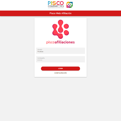Android application Pisco Afiliaciones Web screenshort