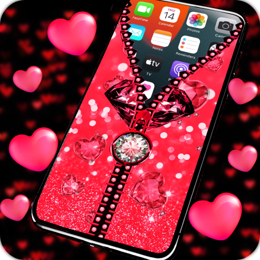 Heart zipper screen lock logo