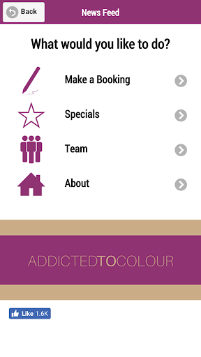 Android application Addictedtocolour Salon screenshort