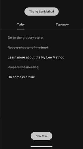 Android application Daily Tasks - Ivy Lee Method screenshort