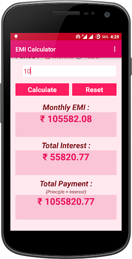 Smart EMI Calculator Screen 2