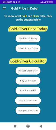 Android application Gold Price in Dubai screenshort