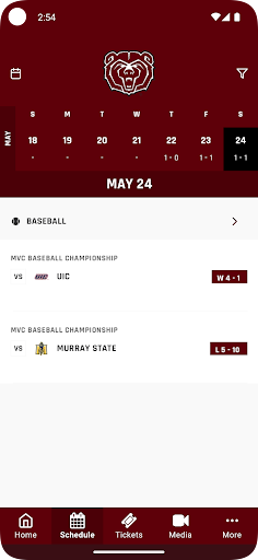 Screenshot of Missouri State Bears Athletics