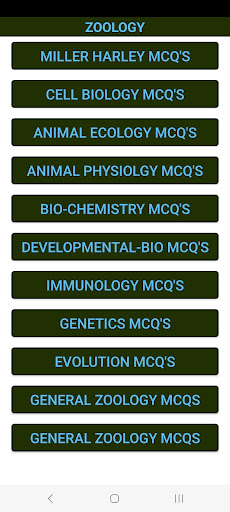 Zoology MCQs Screen 3