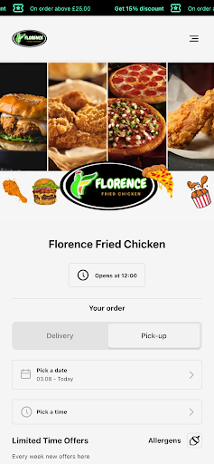 Android application Florence Fried Chicken screenshort