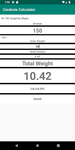 Cerakote Calculator Screen 2