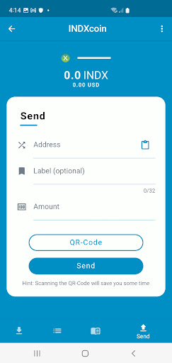 INDXcoin Wallet Screen 2