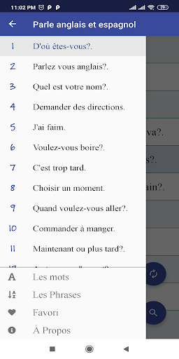 Android application Parle anglais et espagnol screenshort