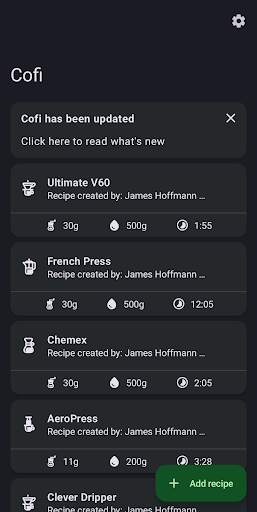 Cofi - Brew Timer Screen 2