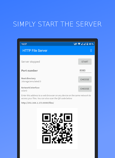Android application HTTP File Server (+WebDAV) screenshort
