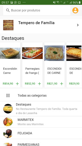 Android application Tempero de Família screenshort