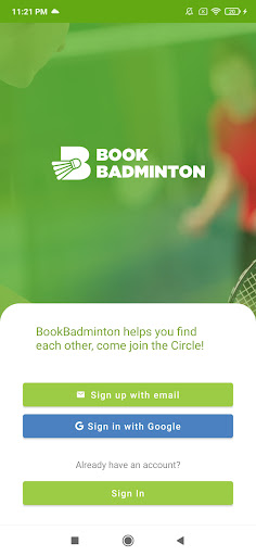Android application BookBadminton screenshort