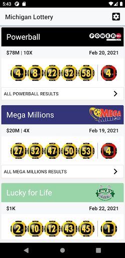 Michigan lottery results Screen 2