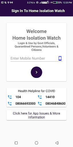 Android application Quarantine Watch screenshort