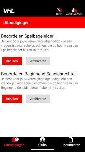 VHL Scheidsrechter evaluatie Screen 2
