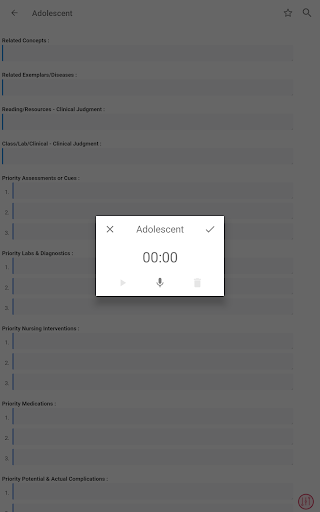 Screenshot of NurseThink® NoteBook