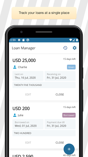 Android application Loan Manager screenshort
