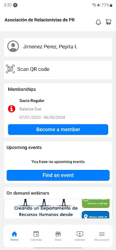 Android application Mi Asociación screenshort