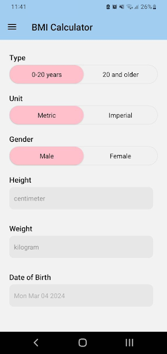 BMI Calculator Screen 3