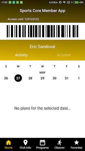 Sports Core Member App Screen 2