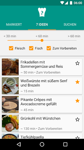 Android application Was koche ich heute? screenshort