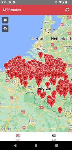 Android application Mountainbikeroutes België screenshort