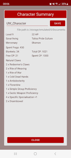 Underworld Larp Builder Screen 2