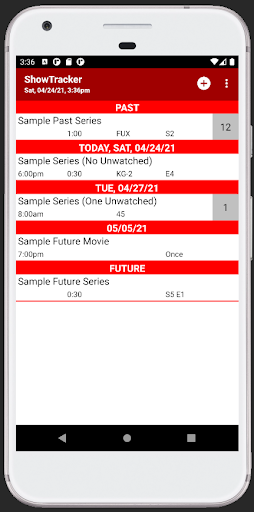 Android application ShowTracker screenshort
