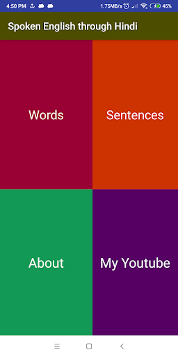 Spoken English through Hindi Screen 3