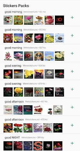 Android application stickers good morning flowers screenshort