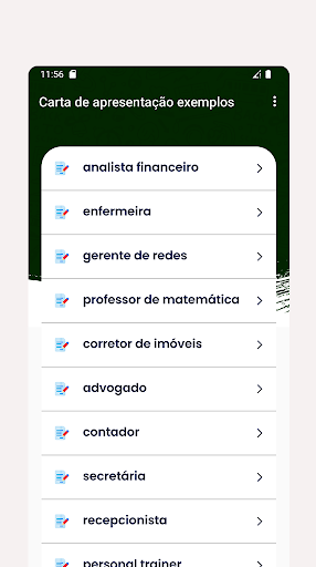 Carta de apresentação exemplos Screen 2