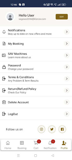 Android application Sav machine à café screenshort