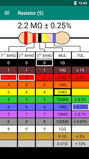 Resistor Color Code Calculator Screen 2