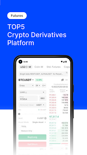 Screenshot of BingX Trade BTC, Buy Crypto