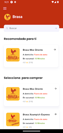 Android application Brasa Rosticería screenshort