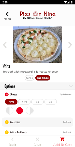 Screenshot of Pies on Nine