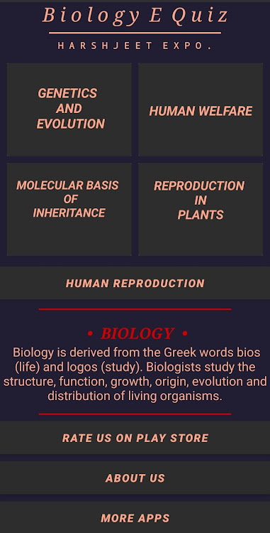 BIOLOGY E QUIZ - 0.33 - (Android)
