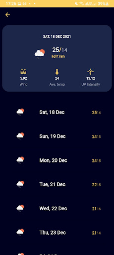 Rada - a weather app Screen 3