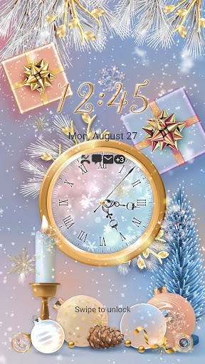 Snow Present Clock - Wallpaper Screen 2
