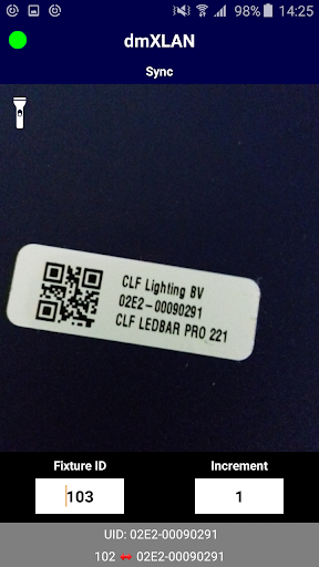 Android application dmXLAN QR screenshort